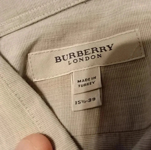 Burberry London Mens Gray Long Sleeve Button Shirt 15 1/2 - 39 - Picture 6 of 12